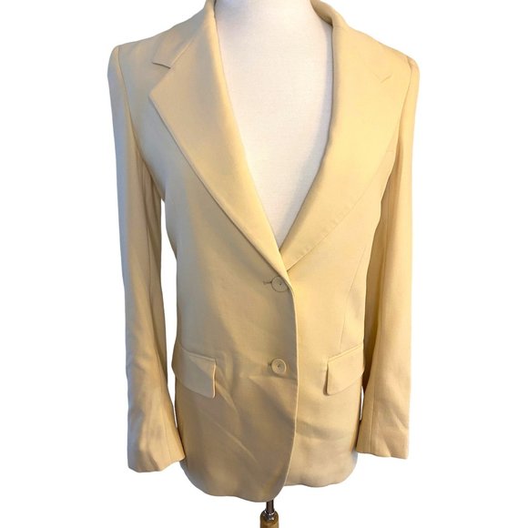 Lafayette 148 Pale Yellow Shoulder Padded Blazer Womens Medium - Picture 2 of 12